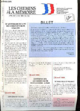 Les chemins de la mémoire, n°49 (avril 1995) : 50e anniversaire de la fin des combats en Europe / Journée nationale du souvenir de la déportation / ...