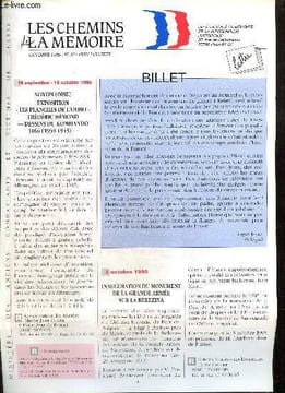 Les chemins de la mémoire, n°54 (octobre 1995) : Le massif argonnais / Les Garibaldiens en Argonne / Le dernier chemin d'Oga Bancic, héroïne de ...