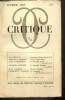 Critique, n°177 (février 1962) : Laurence Sterne parmi nous (J.-J. Mayoux) / Un écrivain averti en vaut deux (Jean Thibaudeau) / Le baroque ibérique ...