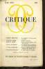 Critique, n°180 (mai 1962) : Philippe Jaccottet (Jacques Borel) / La démocratie en chantier (Georges Burdeau) / Le problème du monothéisme et l'oeuvre ...