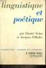 "Linguistique et poétique (Collection ""Langue et langage"")". Delas Daniel, Filliolet Jacques
