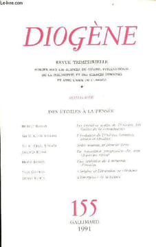 Diogène revue trimestrielle n°155 1991 - Des étoiles à la pensée - les premiers temps de l'univers les limites de la connaissance Hubert Reeves - ...