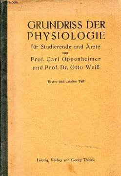 Grundriss der physiologie für studierende und ärzte - Erster und zweiter teil : Biochemie .. Prof.Oppenheimer Carl & Dr.Weiss Otto