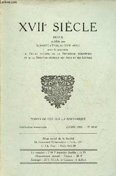 XVIIe siècle n°80-81 1968 - Points de vue sur la rhétorique - Pour un inventaire des problèmes par J.Truchet - l'évolution de l'enseignement de la ...