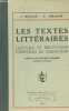 LES TEXTES LITTERAIRES - LECTURE ET RECITATION, EXERCICES DE REDACTION - COURS DE FIN D'ETUDES PRIMAIRES.. NOUGUE J. - ABRAHAM E.