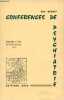 CONFERENCES DE PSYCHIATRIE - FASCICULE 2 - SEMIOLOGIE (FIN) - SOMMAIRE : Automatisme mental 7 / Erotomanie 25 / Dépersonnalisation 39 / Diagnostic des ...