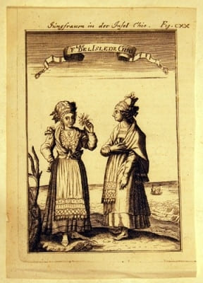 A. SIO (CHIOS)PSARA METELIN etc B. FILLES DE L'ISLE DE CHIO . Mallet Manesson Allain (1630-1706)
