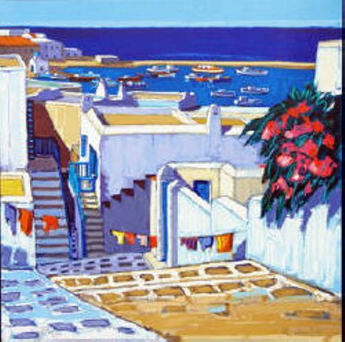 Vue a Mykonos.. Quilici Jean-Claude (1941 Marseille-