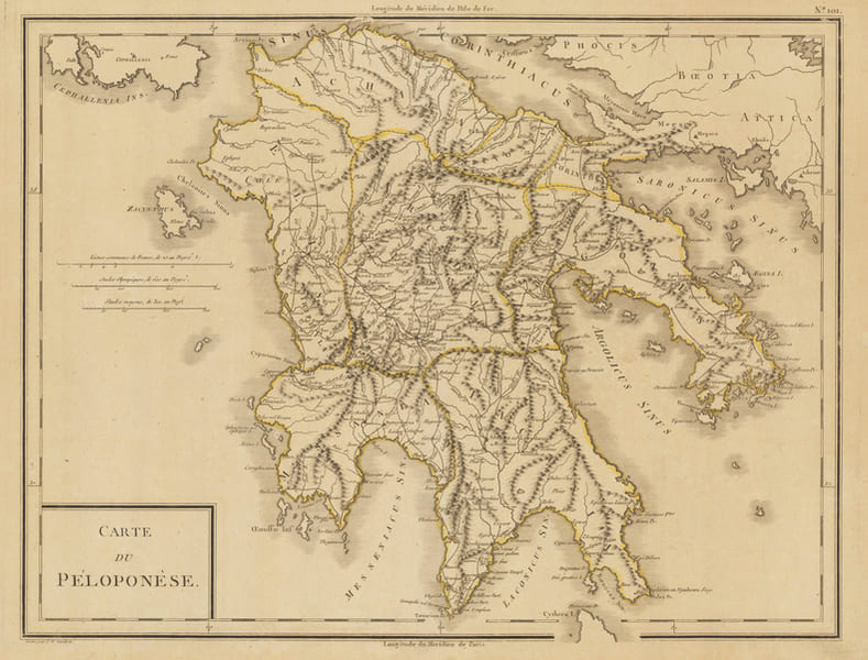Carte du P&eacute;lopon&egrave;se. Tardieu  Pierre-Francois (1784 - 1869) 