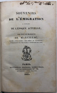 Souvenirs de l'émigration. à l'usage de l'époque actuelle