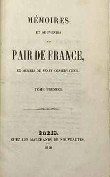 Mémoires et souvenirs d'un pair de France. ex-membre du Sénat conservateur. FABRE DE l'AUDE