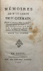 Mémoires (…) écrits par lui-même.. SAINT-GERMAIN (Claude-Louis-Robert de)