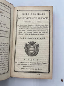 Liste générale des postes de France, pour l'année 1786.
