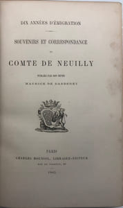 Dix années d'émigration. Souvenirs et correspondance. Publiés par son neveu M. de Barberey