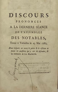 Affaires de 1787.. [ASSEMBLEE DES NOTABLES DE 1787] 