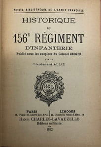 Historique du 156e régiment d'Infanterie. Publié sous les auspices du Colonel Ziegler