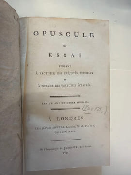 Opuscule ou essai tendant à rectifier les préjugés nuisibles. et à former des vertueux éclairés. Par un ami du genre humain. [POOPDS]
