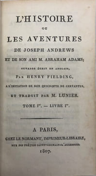L' Histoire ou les aventures de Joseph Andrews et de son ami M. Abraham Adams ;. ouvrage écrit en Anglais, (..), à l'imitation de Don Quichotte de ...