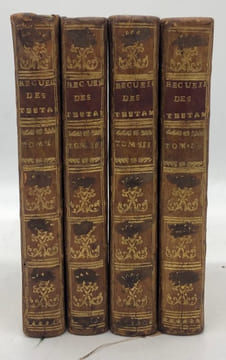 Recueil des Testamens Politiques du Cardinal de Richelieu, du duc de Lorraine, de M. Colbert et de M. de Louvois. divisé en 4 volumes. [TESTAMENTS ...