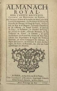 ALMANACH royal, pour l'année 1723.