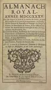 ALMANACH Royal, année 1735.
