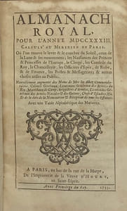 ALMANACH royal, pour l'année 1733.