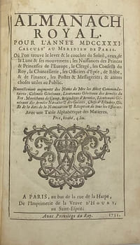 ALMANACH Royal, pour l'année 1731.