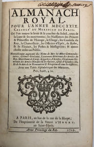 ALMANACH royal pour l'année 1729.