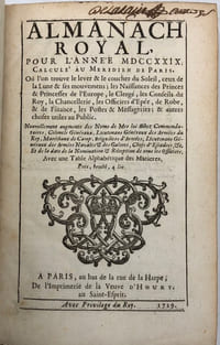 ALMANACH royal pour l'année 1729.