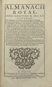 ALMANACH royal, année bissextile 1752.