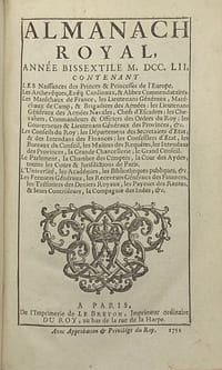 ALMANACH royal, année bissextile 1752.