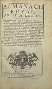 ALMANACH Royal, année 1755.