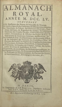 ALMANACH Royal, année 1755.
