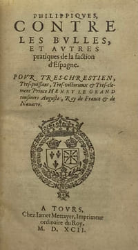 Philippiques, contre les bulles, et autres pratiques de la faction d'Espagne. Pour Très-chrestien, Très-puissant, Très-victorieux & Très-clément ...
