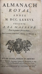 ALMANACH royal, année 1786. présenté à Sa Majesté pour la première fois en 1699, par Laurent d'Houry, ayeul de l'éditeur