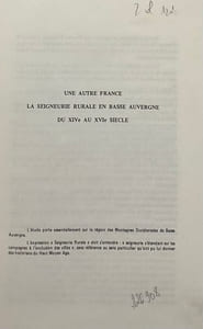 Une autre France. La seigneurie rurale en Basse Auvergne du XIVe au XVIe siècle
