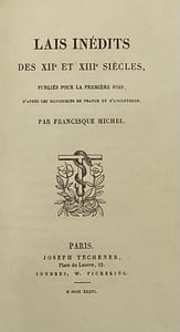Lais inédits des XIIe et XIIIe siècles. publiés pour la première fois, d'après les manuscrits de France et d'Angleterre, par Francisque Michel