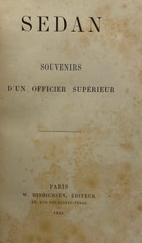 SEDAN. Souvenirs d'un officier supérieur.