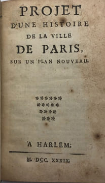 Projet d'une histoire de la ville de Paris, sur un plan nouveau.. [COSTE (N.)].