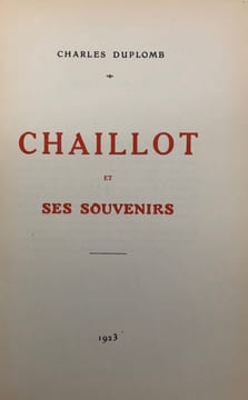 Chaillot et ses souvenirs.. DUPLOMB (Charles).