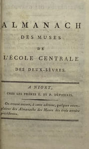 Almanach des muses de l'École centrale des Deux-Sèvres.