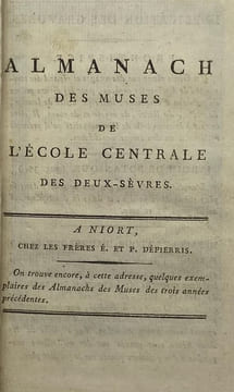 Almanach des muses de l'École centrale des Deux-Sèvres.. [ALMANACH]. [BRIQUET (Hilaire-Alexandre)].