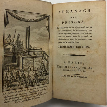 ALMANACH des Prisons. Suivi de : TABLEAU des prisons de Paris sous le règne de Robespierre. pour faire suite à l'Almanach des prisons, contenant ...