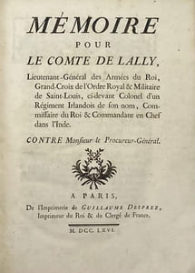 Mémoire pour le Comte de Lally. (..). Contre Monsieur le Procureur-Général