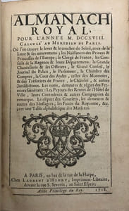 ALMANACH Royal, pour l'année 1718.