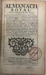 ALMANACH royal pour l'année 1717. calculé au méridien de Paris