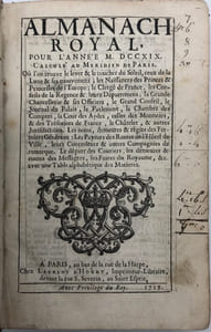 ALMANACH royal, pour l'année 1719.