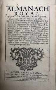 ALMANACH royal, pour l'an 1715.