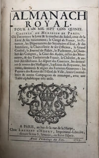 ALMANACH royal, pour l'an 1715.