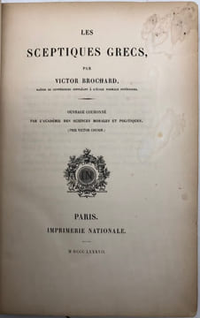 Les Sceptiques grecs.. BROCHARD (Victor).